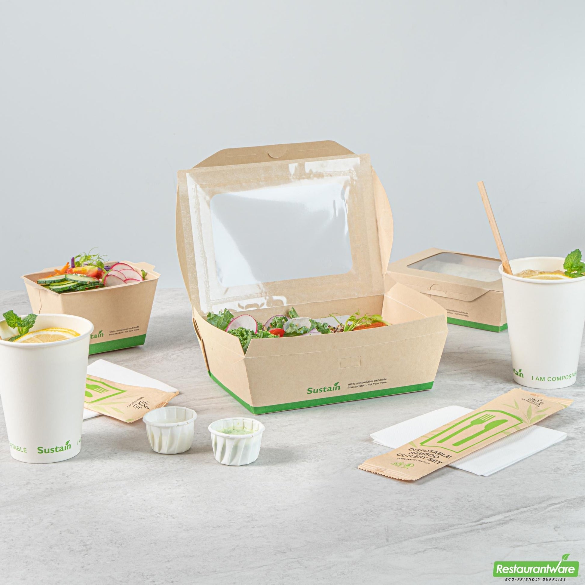 Wholesale Restaurantware 57 Oz Bamboo Paper Extra Large Bio Take Out Container - 7.9" X 5.5" X 2.4"- Bulk