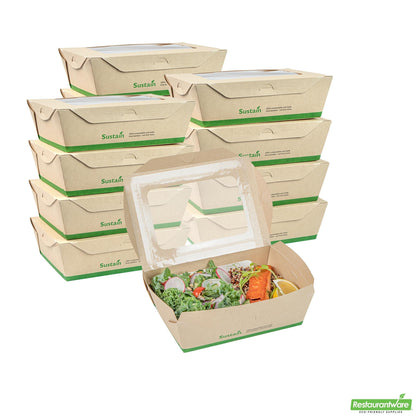 Wholesale Restaurantware 57 Oz Bamboo Paper Extra Large Bio Take Out Container - 7.9" X 5.5" X 2.4"- Bulk
