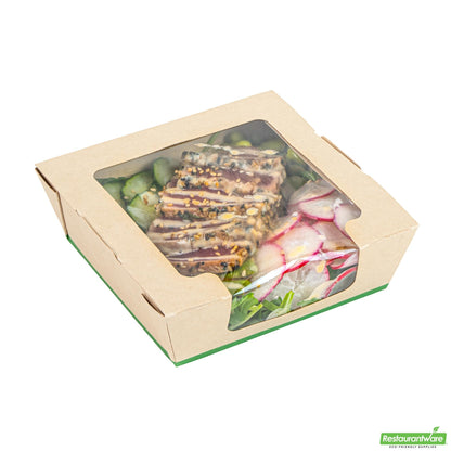 Wholesale Restaurantware 26 Oz Bamboo Paper Medium Bio Salad Box - 5.7" X 5.7" X 1.8"- Bulk