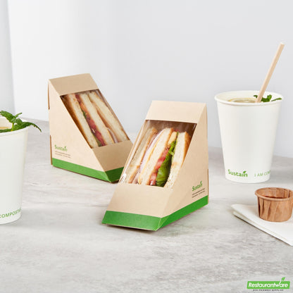 Wholesale Restaurantware Bamboo Paper Medium Sandwich Box - 4.8" X 4.8" X 2.8"- Bulk