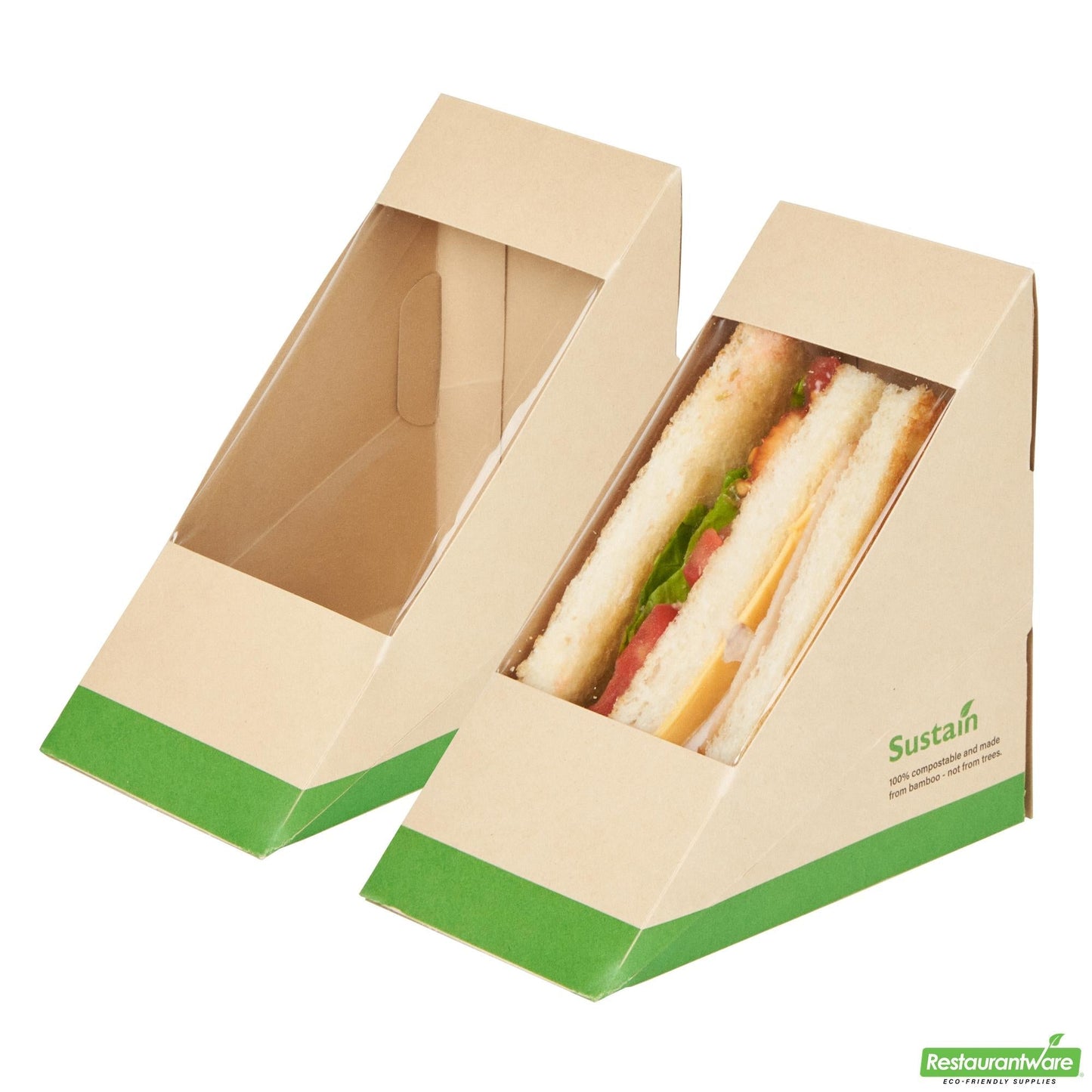 Wholesale Restaurantware Bamboo Paper Medium Sandwich Box - 4.8" X 4.8" X 2.8"- Bulk