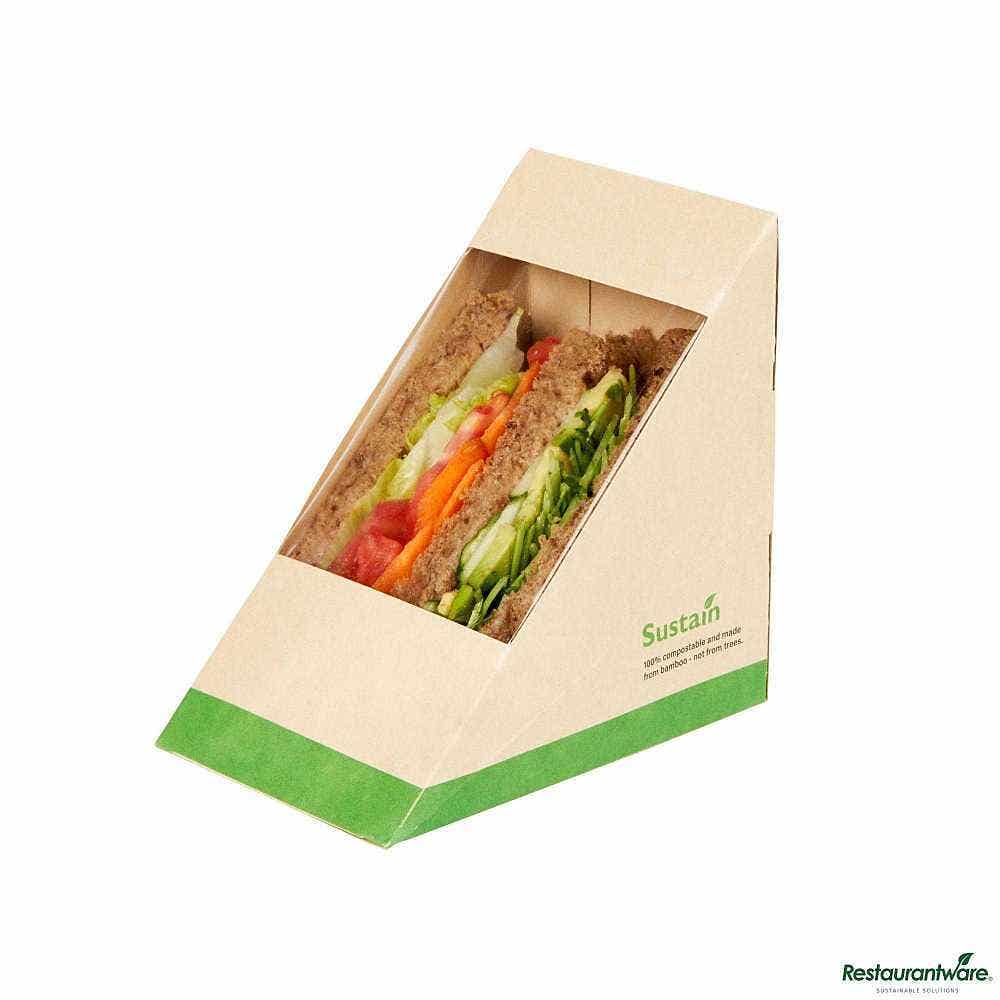 Wholesale Restaurantware Sustain Bamboo Paper Large Sandwich Box 25 ct- Bulk
