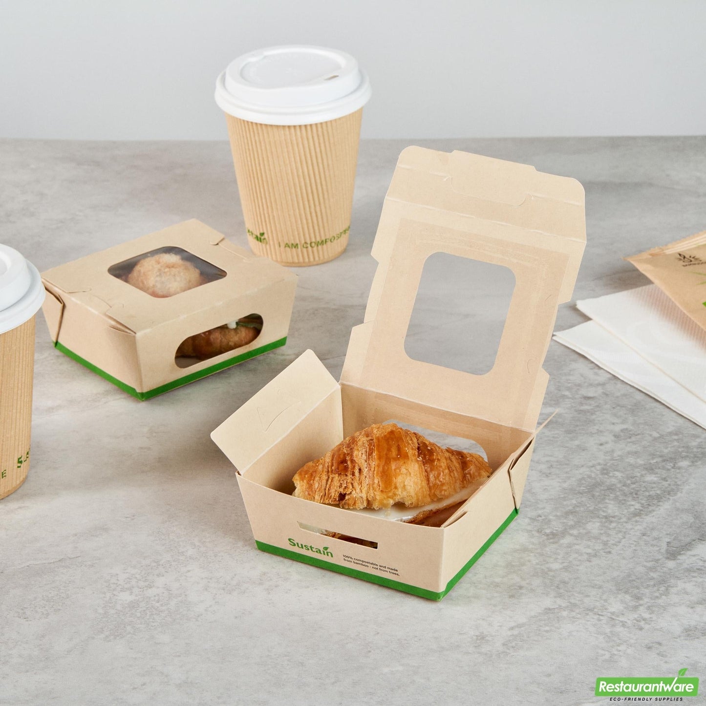 Wholesale Restaurantware 12 Oz Bamboo Paper Mini Bio Lunch Box- Bulk