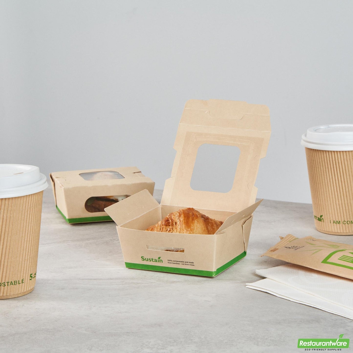 Wholesale Restaurantware 12 Oz Bamboo Paper Mini Bio Lunch Box- Bulk