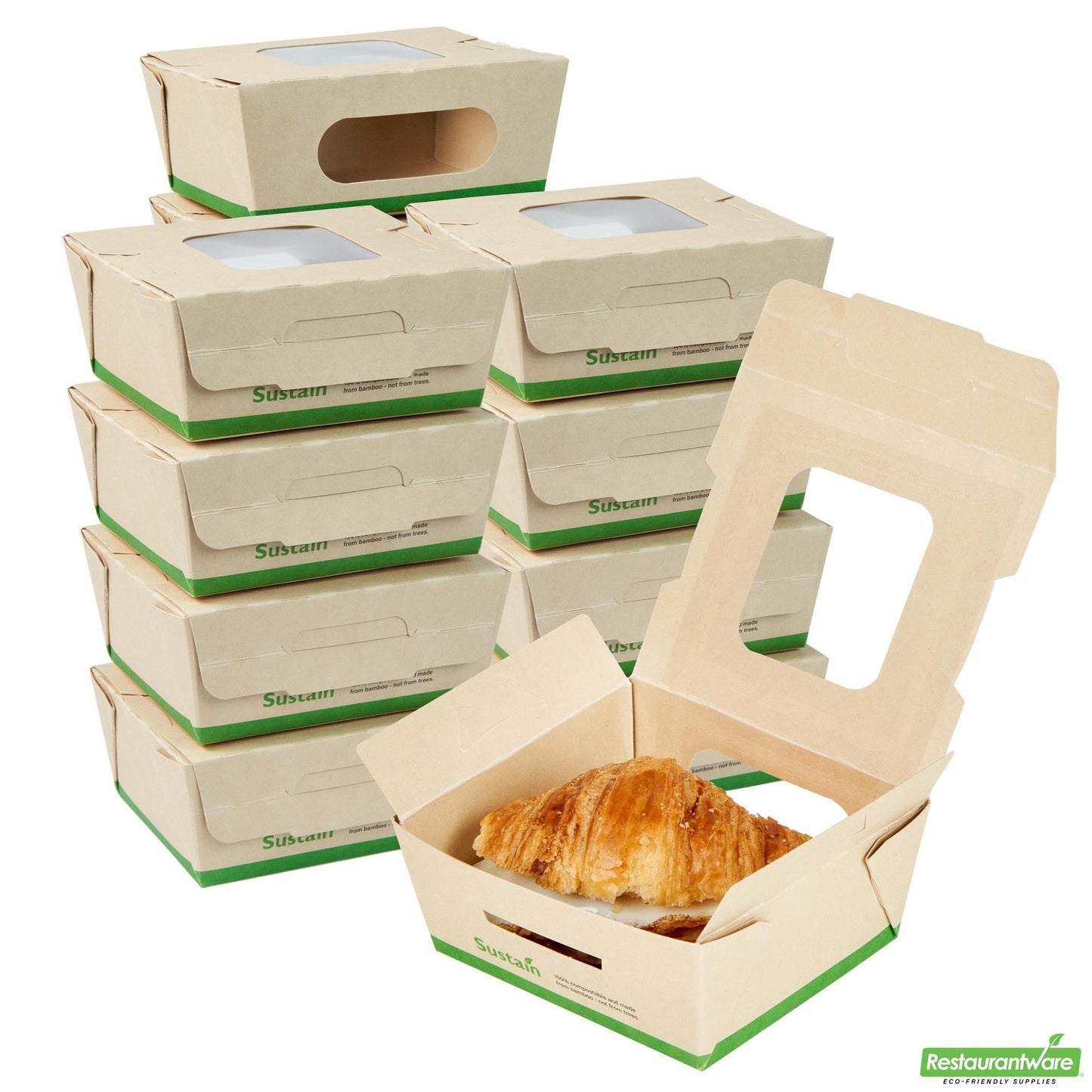 Wholesale Restaurantware 12 Oz Bamboo Paper Mini Bio Lunch Box- Bulk