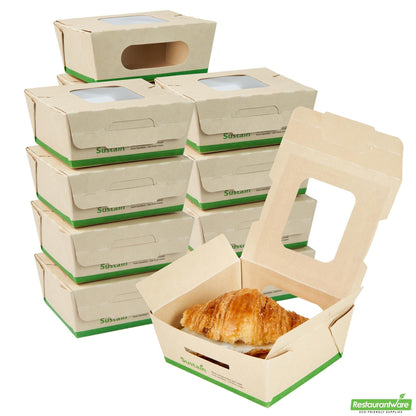 Wholesale Restaurantware 12 Oz Bamboo Paper Mini Bio Lunch Box- Bulk