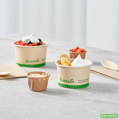 Wholesale Restaurantware 3 Oz Round Bamboo Paper To Go Cup - with PLA Lining, Compostable- Bulk