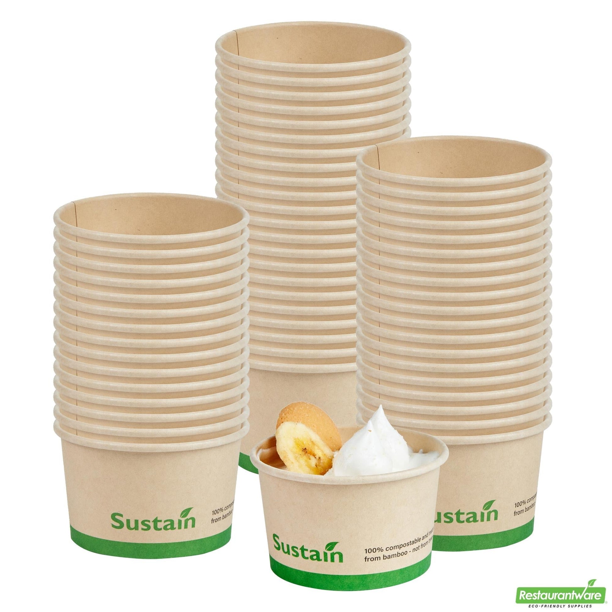 Wholesale Restaurantware 3 Oz Round Bamboo Paper To Go Cup - with PLA Lining, Compostable- Bulk