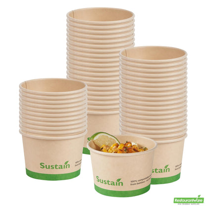 Wholesale Restaurantware 4 Oz Round Bamboo Paper to Go Cup - with Pla Lining, Compostable- Bulk