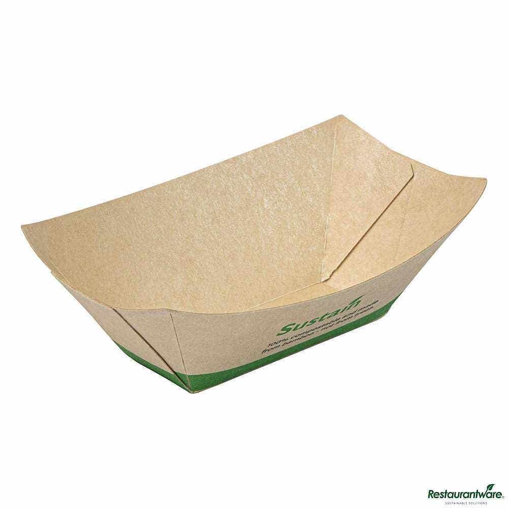 Wholesale Restaurantware Sustain 2 Oz Bamboo Paper Food Tray / Boat 50 ct- Bulk