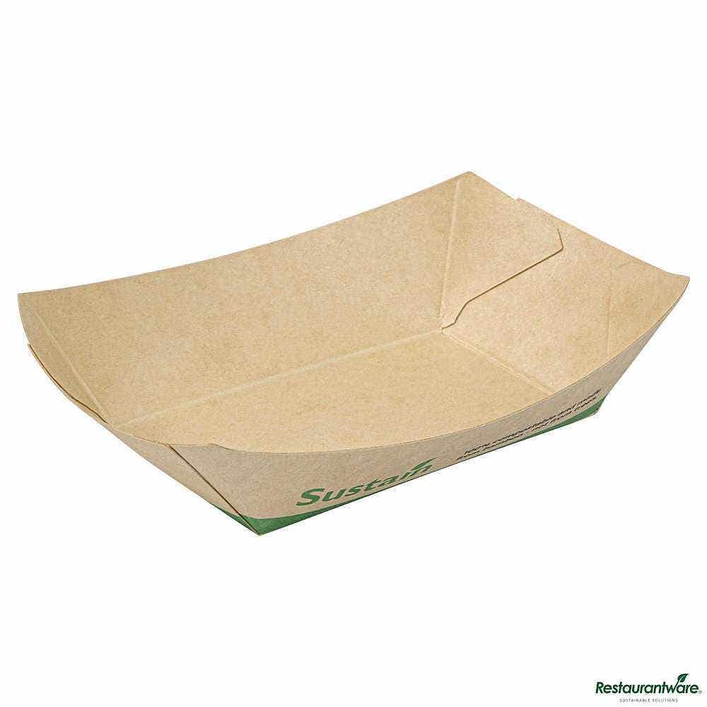 Wholesale Restaurantware Sustain 4 Oz Bamboo Paper # 25 Food Tray / Boat 50 ct- Bulk
