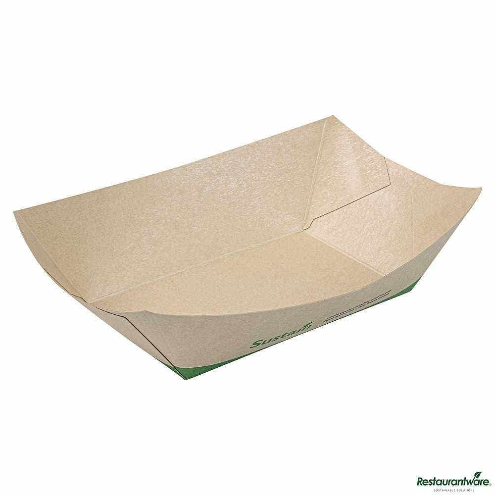 Wholesale Restaurantware Sustain 1 Lb Bamboo Paper #100 Food Tray / Boat 50 ct- Bulk