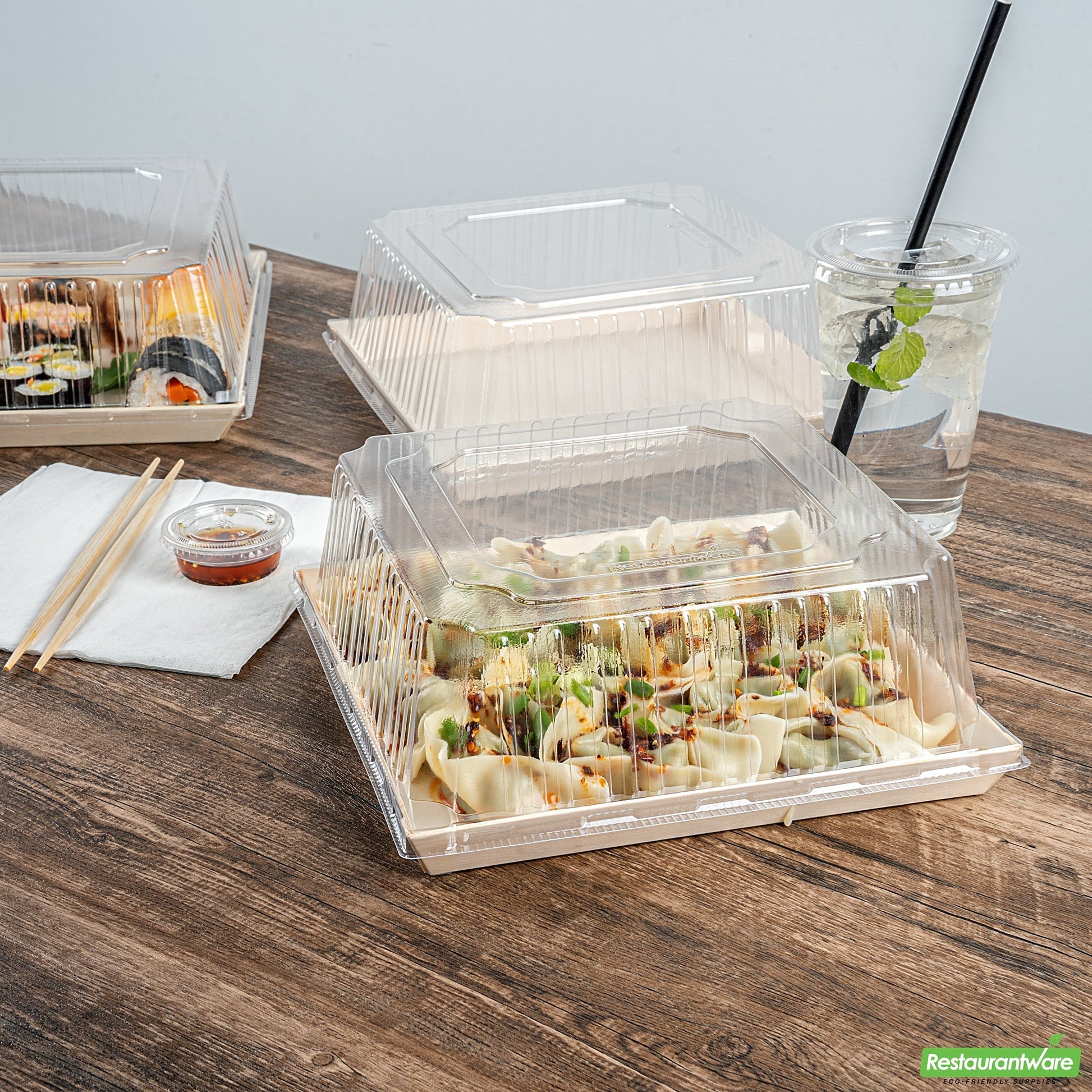 Wholesale Restaurantware Taipei Square Clear Plastic Lid - Fits 9 1/2 Poplar Plate- Bulk