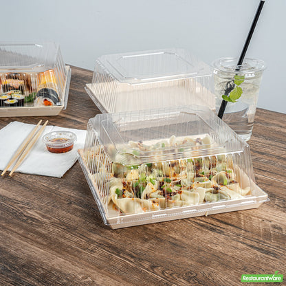 Wholesale Restaurantware Taipei Square Clear Plastic Lid - Fits 9 1/2 Poplar Plate- Bulk
