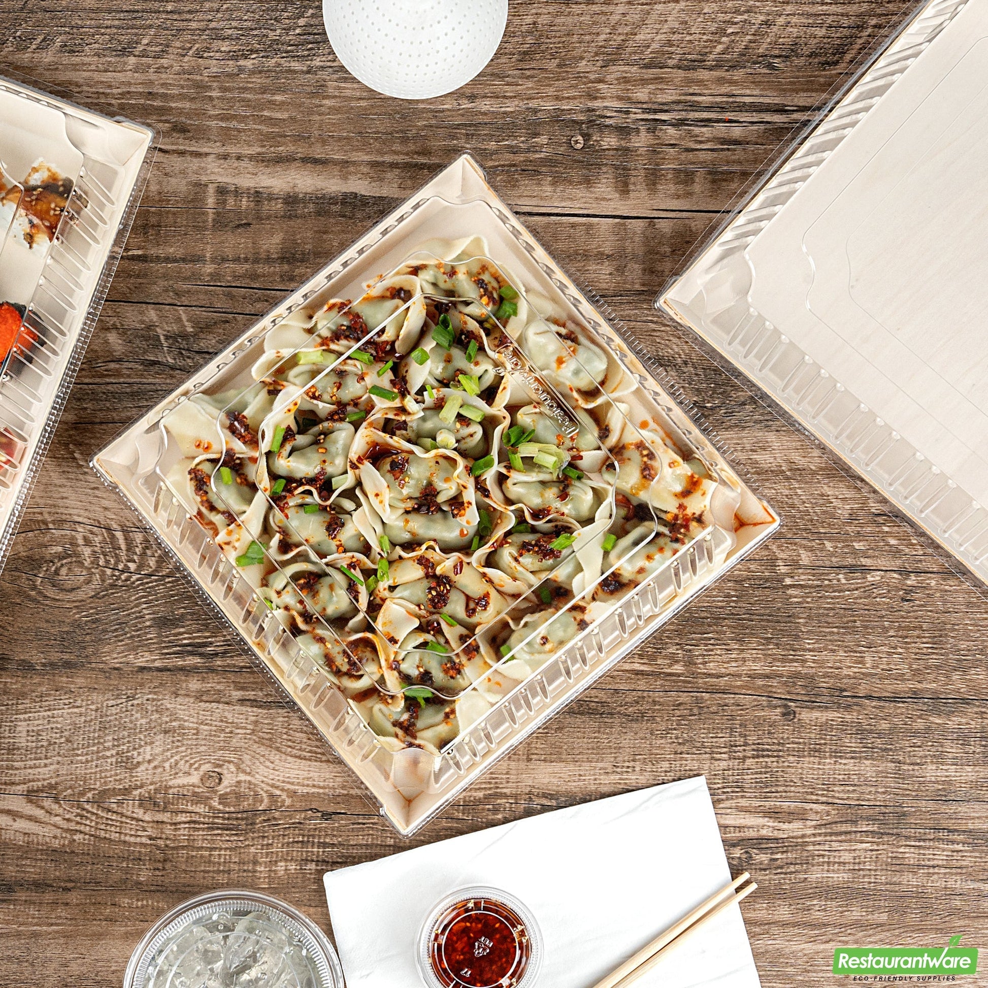 Wholesale Restaurantware Taipei Square Clear Plastic Lid - Fits 9 1/2 Poplar Plate- Bulk