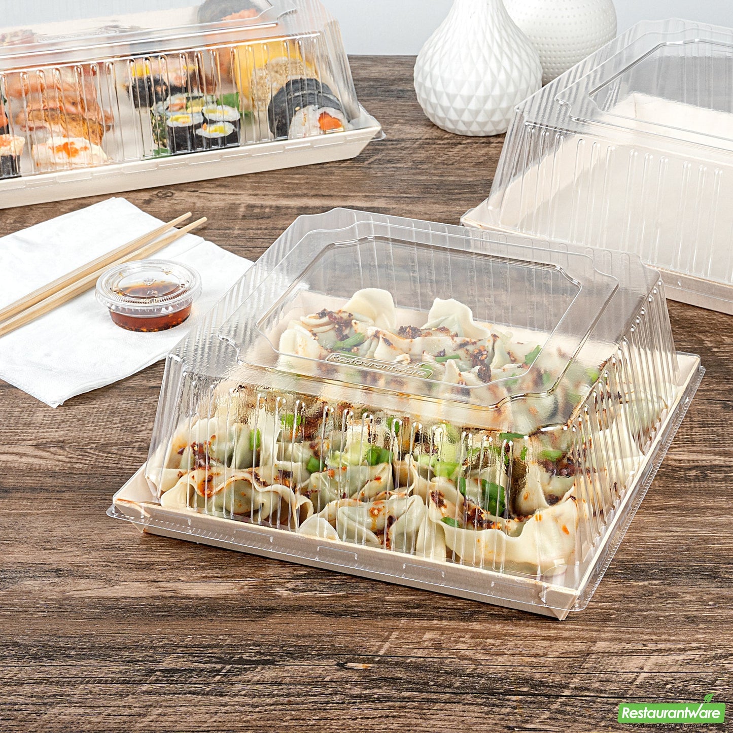 Wholesale Restaurantware Taipei Square Clear Plastic Lid - Fits 9 1/2 Poplar Plate- Bulk