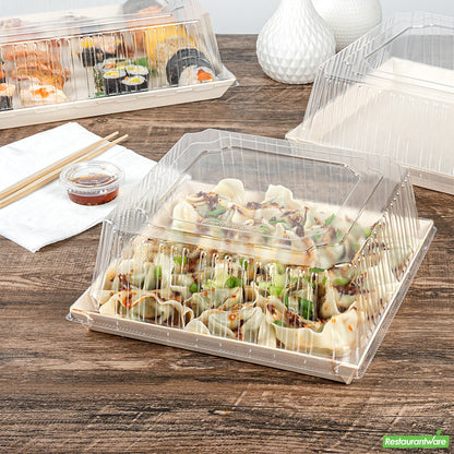Wholesale Restaurantware Taipei Square Clear Plastic Lid - Fits 9 1/2 Poplar Plate- Bulk