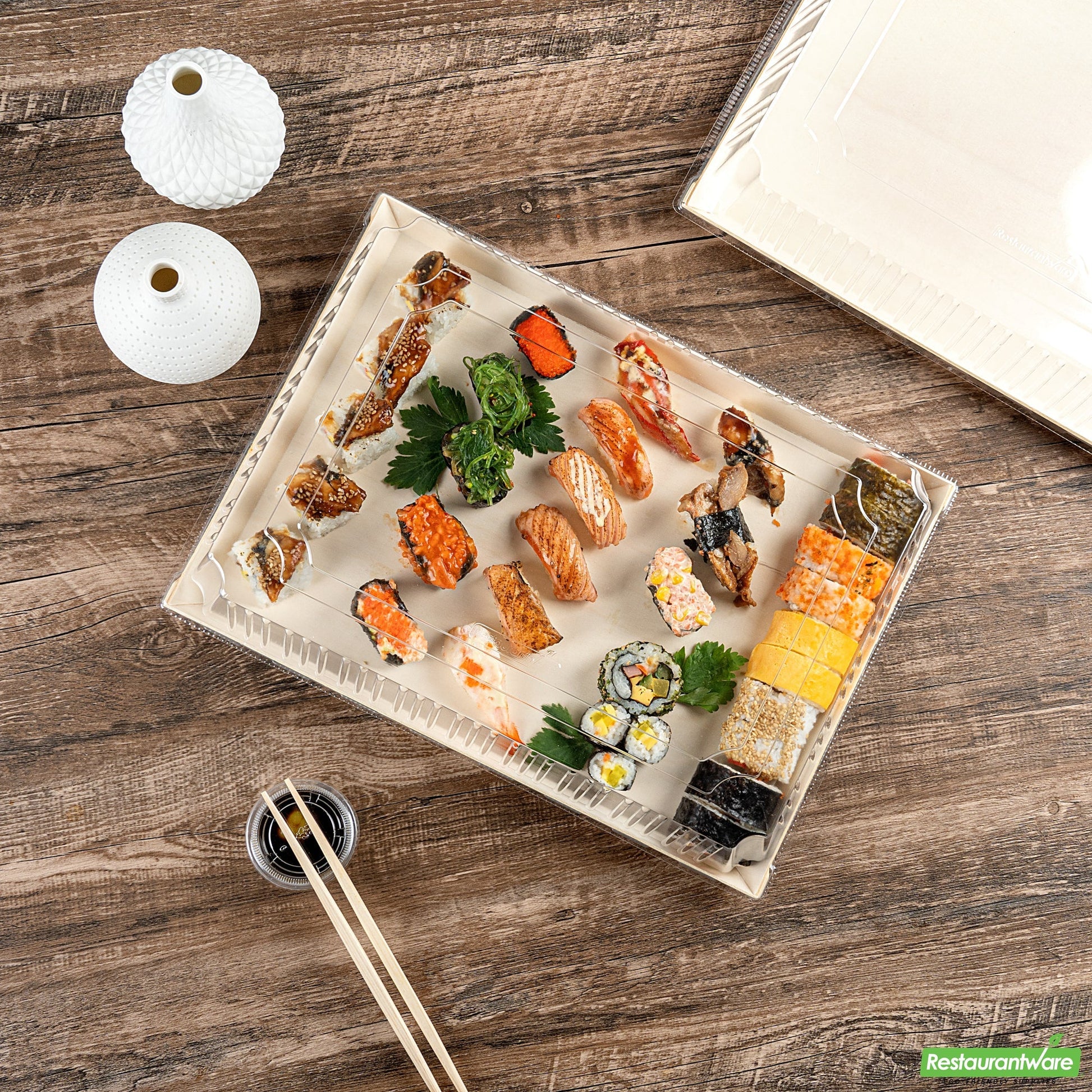 Wholesale Restaurantware Taipei Rectangle Clear Plastic Lid - Fits 15 1/4 x 10 3/4 Poplar Plate- Bulk