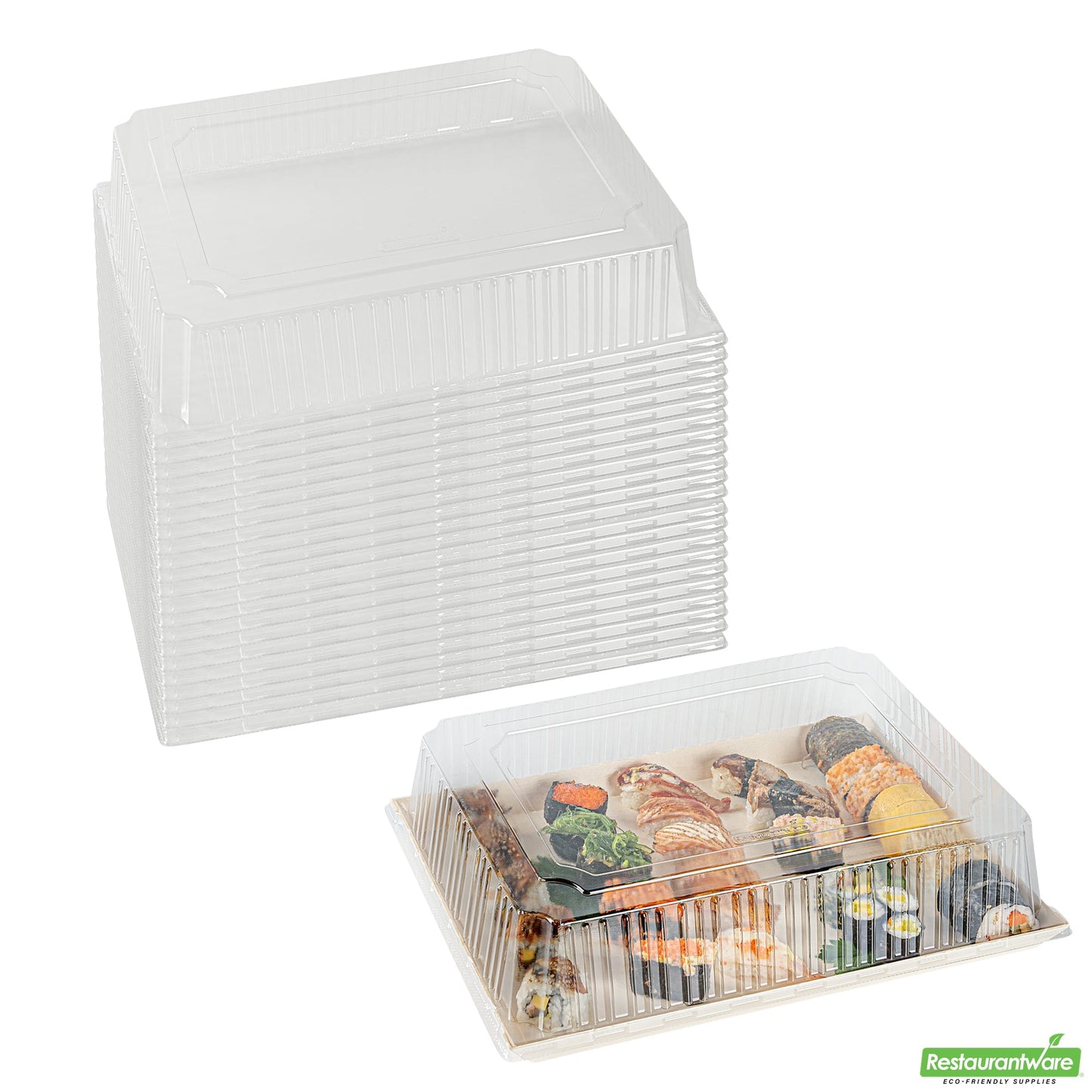 Wholesale Restaurantware Taipei Rectangle Clear Plastic Lid - Fits 15 1/4 x 10 3/4 Poplar Plate- Bulk