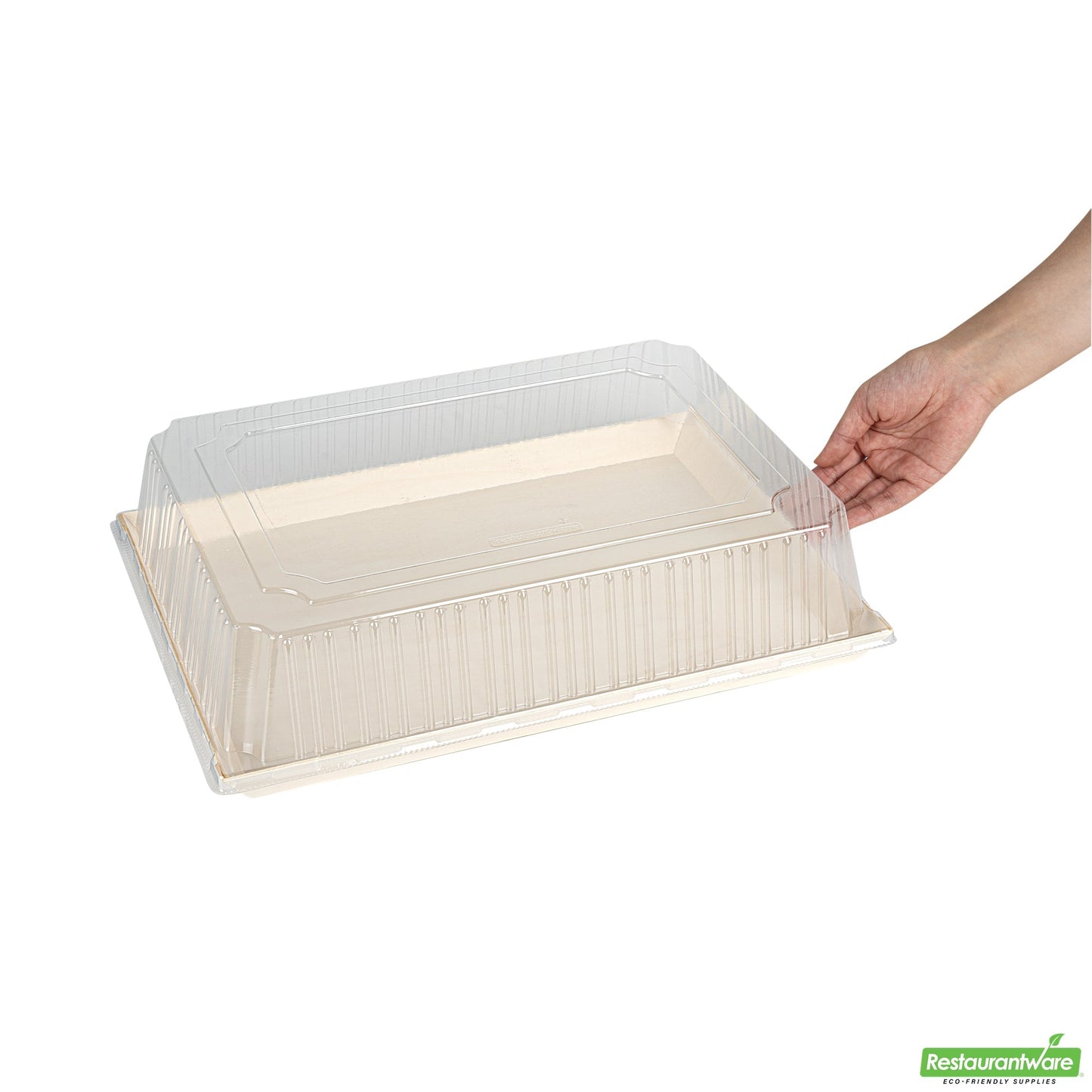 Wholesale Restaurantware Taipei Rectangle Clear Plastic Lid - Fits 15 1/4 x 10 3/4 Poplar Plate- Bulk