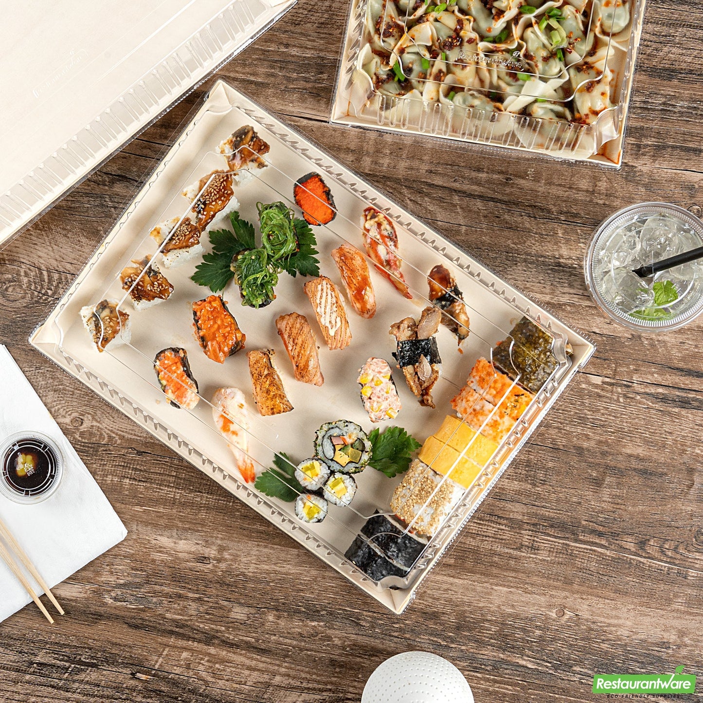 Wholesale Restaurantware Taipei Rectangle Clear Plastic Lid - Fits 15 1/4 x 10 3/4 Poplar Plate- Bulk