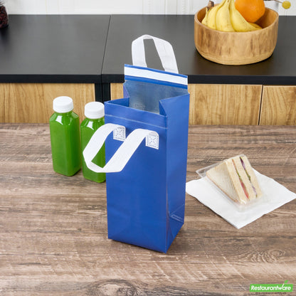 Wholesale Restaurantware Bag Tek Blue Insulated Take Out Bag - Tamper-Evident - 4 3/4 X 4 X 11 - 25 Count Box- Bulk