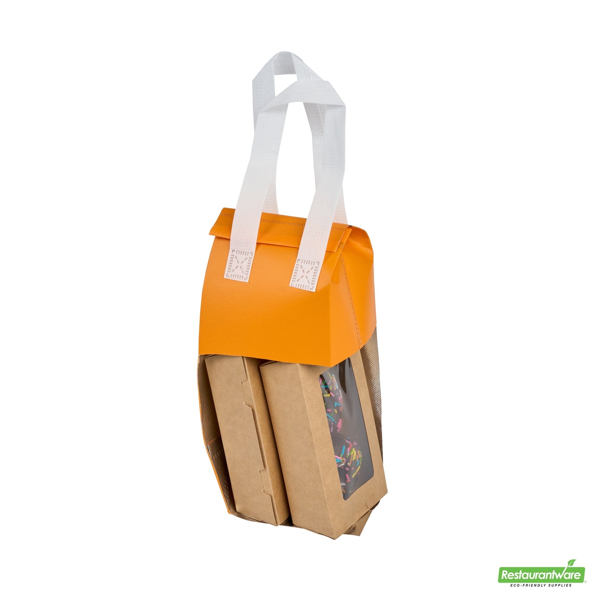 Wholesale Restaurantware Bag Tek Orange Insulated Take Out Bag - Tamper-Evident - 4 3/4 X 4 X 11 - 25 Count Box- Bulk