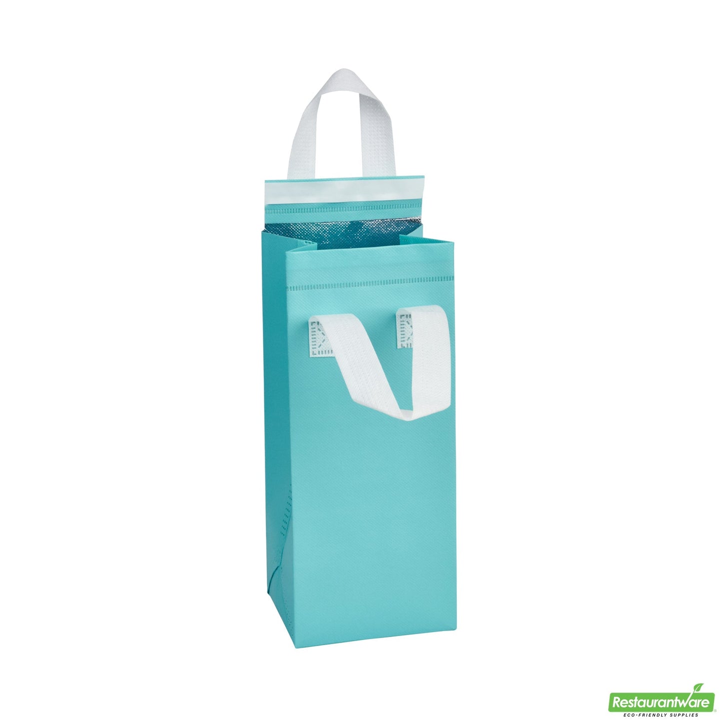 Wholesale Restaurantware Bag Tek Teal Insulated Take Out Bag - Tamper-Evident - 4 3/4 X 4 X 11 - 100 Count Box- Bulk