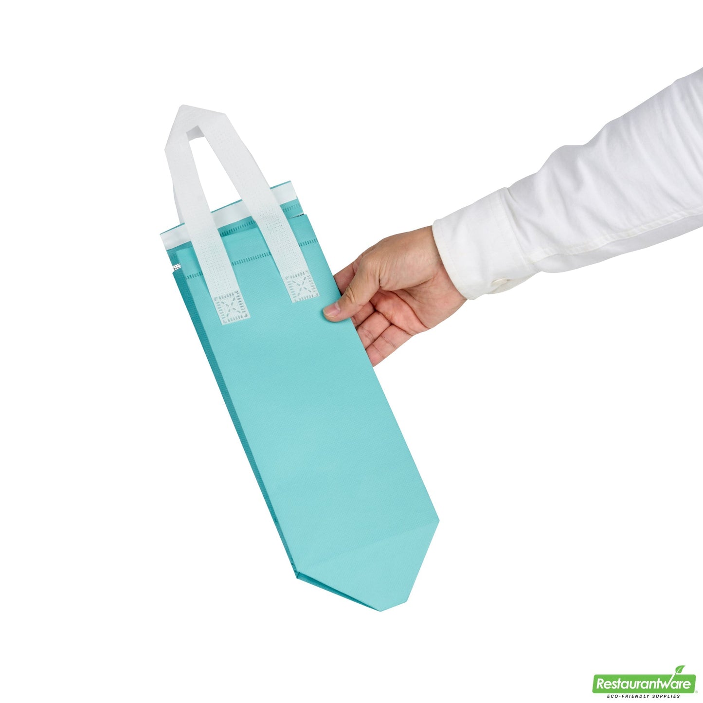 Wholesale Restaurantware Bag Tek Teal Insulated Take Out Bag - Tamper-Evident - 4 3/4 X 4 X 11 - 100 Count Box- Bulk