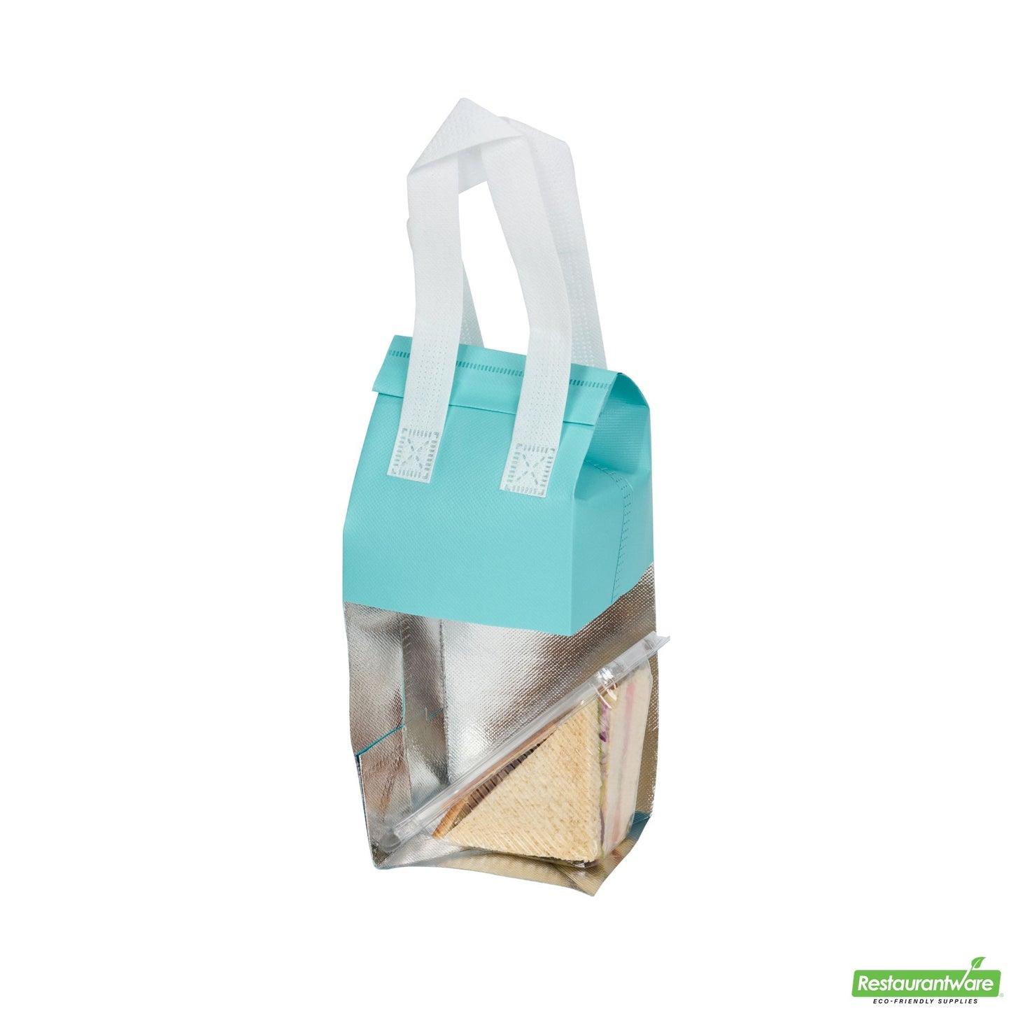 Wholesale Restaurantware Bag Tek Teal Insulated Take Out Bag - Tamper-Evident - 4 3/4 X 4 X 11 - 100 Count Box- Bulk