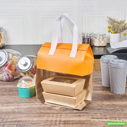 Wholesale Restaurantware Bag Tek Orange Insulated Take Out Bag - Tamper-Evident - 8 1/4 X 4 1/4 X 10 3/4 - 25 Count Box- Bulk