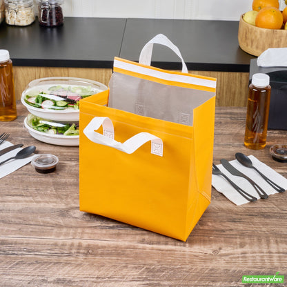 Wholesale Restaurantware Bag Tek Orange Insulated Take Out Bag - Tamper-Evident - 9 1/2 X 6 X 10 1/4 - 100 Count Box- Bulk