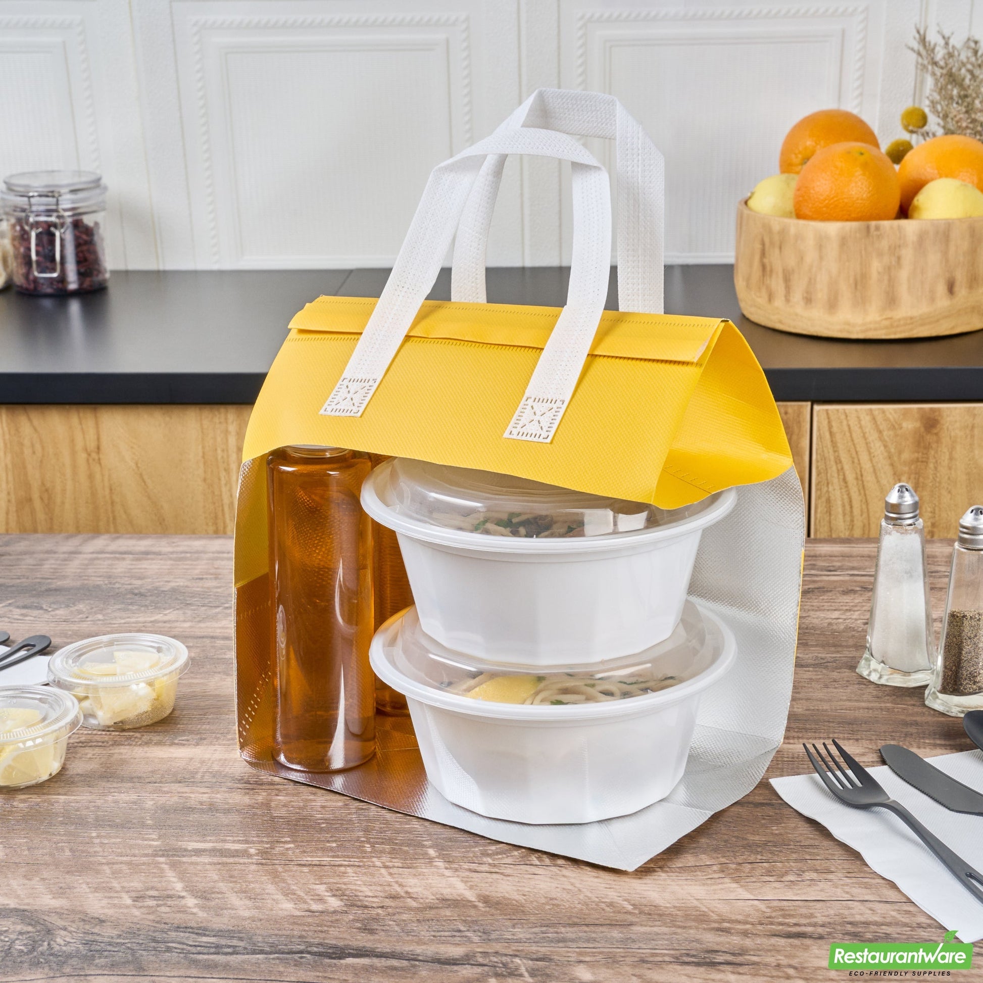 Wholesale Restaurantware Bag Tek Yellow Insulated Take Out Bag - Tamper-Evident - 9 1/2 X 6 X 10 1/4 - 25 Count Box- Bulk