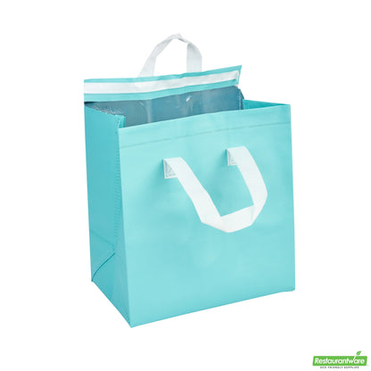 Wholesale Restaurantware Bag Tek Teal Insulated Take Out Bag - Tamper-Evident - 10 1/4 X 6 3/4 X 11 - 25 Count Box- Bulk