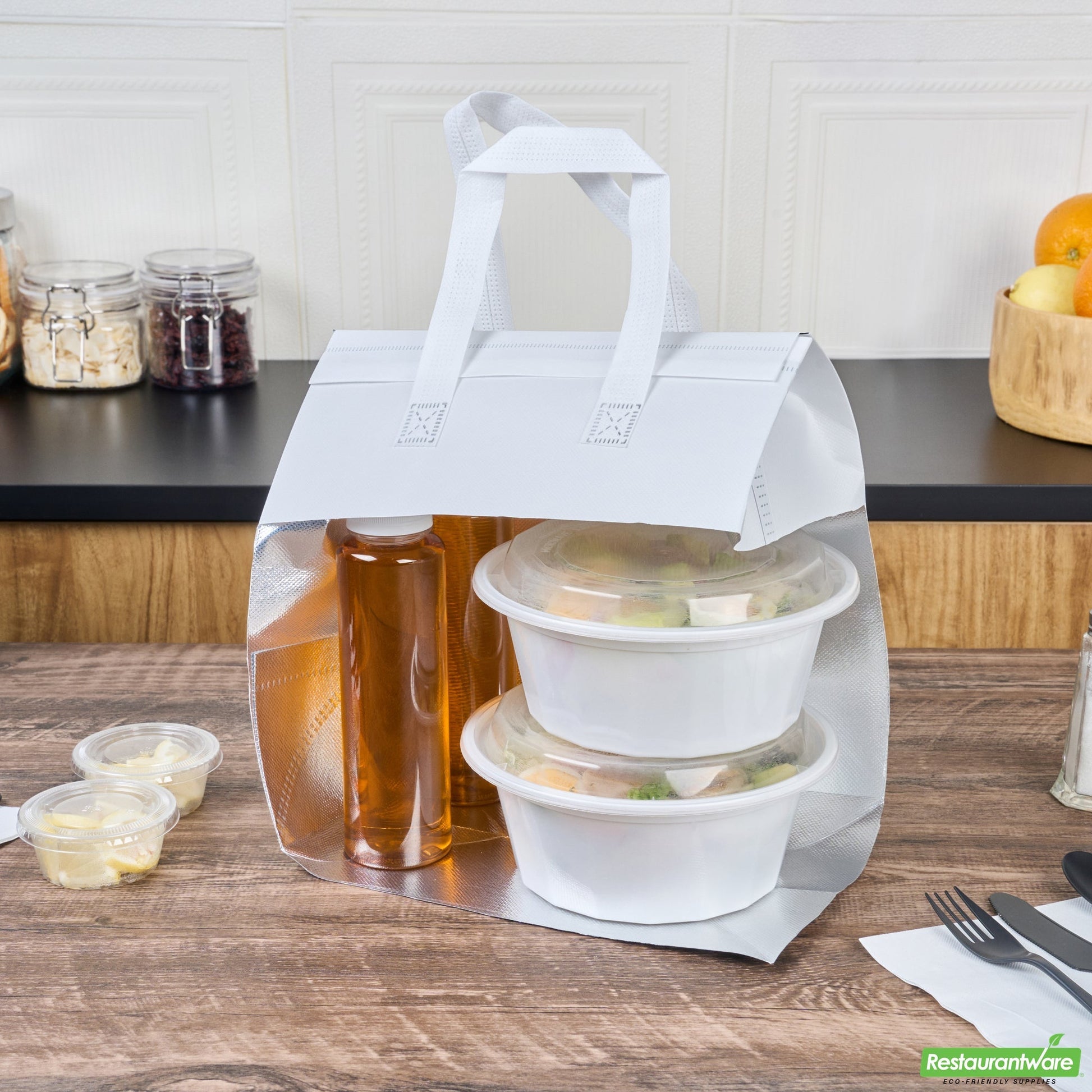 Wholesale Restaurantware Bag Tek White Insulated Take Out Bag - Tamper-Evident - 10 1/4 X 6 3/4 X 11 - 100 Count Box- Bulk