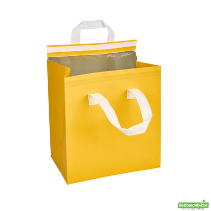 Wholesale Restaurantware Bag Tek Yellow Insulated Take Out Bag - Tamper-Evident - 10 1/4 X 6 3/4 X 11 - 25 Count Box- Bulk