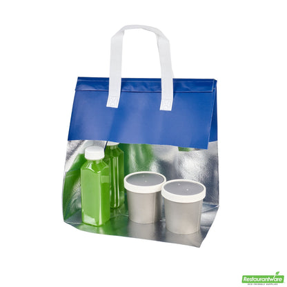 Wholesale Restaurantware Bag Tek Blue Insulated Take Out Bag - Tamper-Evident - 11 3/4 X 7 3/4 X 12 1/2 - 100 Count Box- Bulk