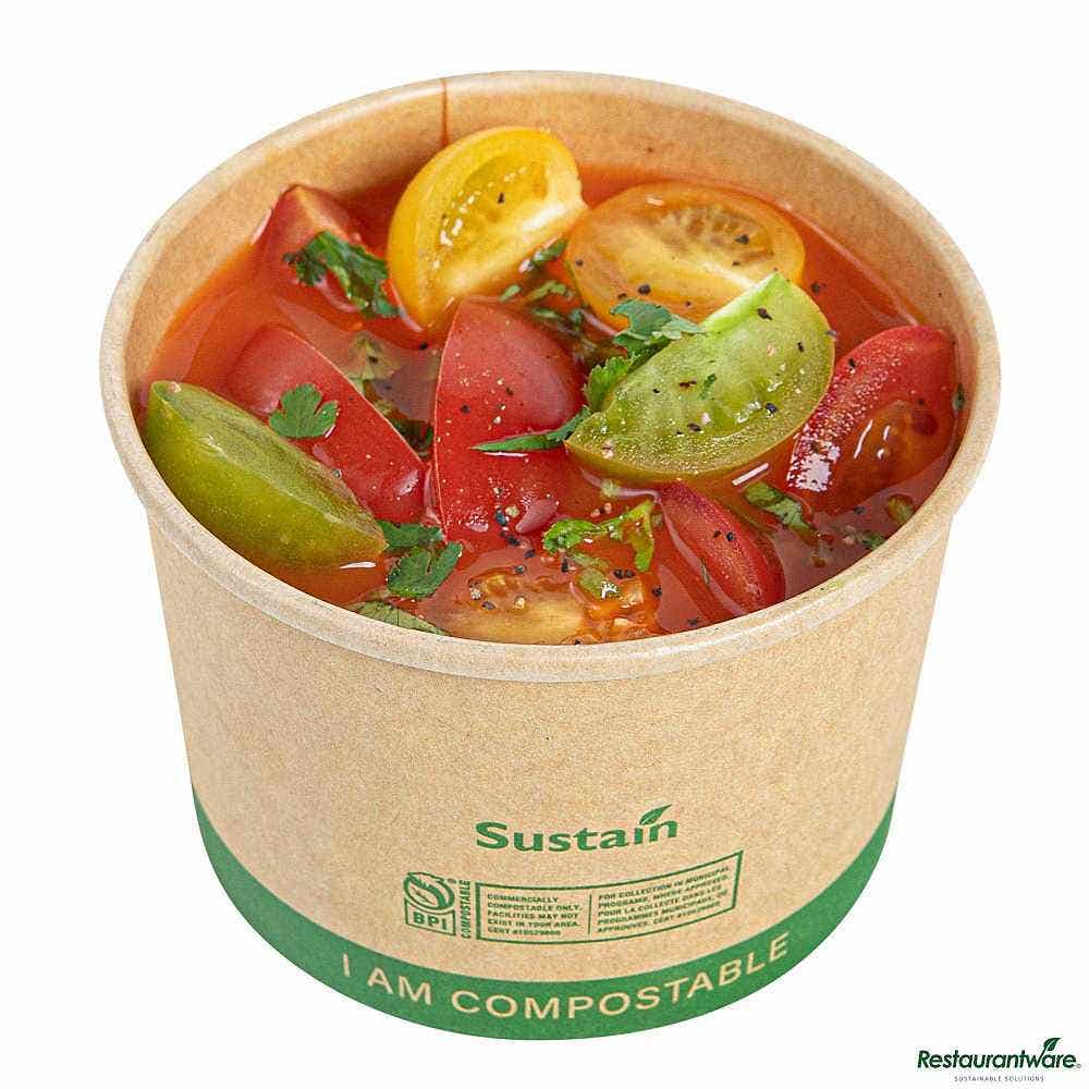 Wholesale Restaurantware Sustain 8 Oz Round Kraft Paper Soup Container 25 ct- Bulk