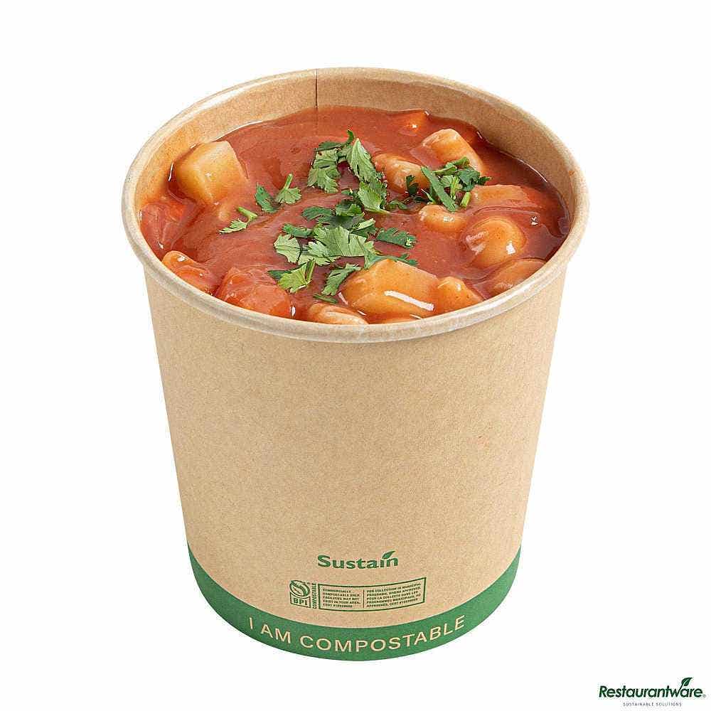 Wholesale Restaurantware Sustain 24 Oz Round Kraft Paper Soup Container 25 ct- Bulk