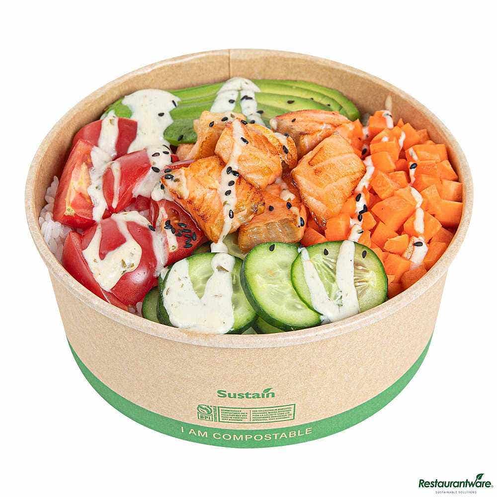 Wholesale Restaurantware Sustain 37 Oz Round Kraft Paper Take Out Container 50 ct- Bulk