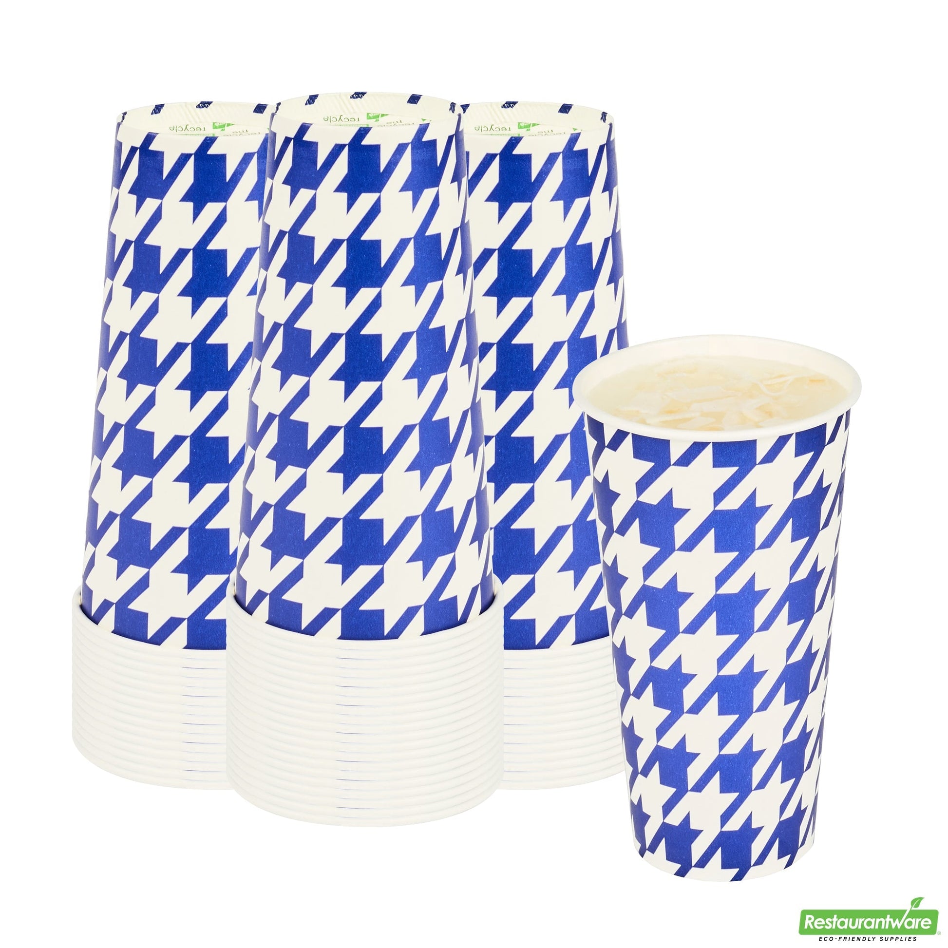 Wholesale Restaurantware RW Base 20 Oz Round White Paper Cold Cup - 3 1/2 X 3 1/2 X 6 1/4 - 25 Count Box- Bulk
