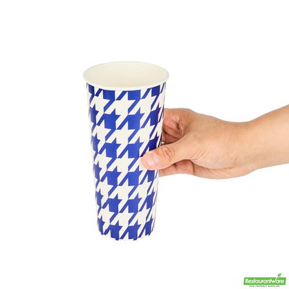 Wholesale Restaurantware RW Base 24 Oz Round White Paper Cold Cup - 3 1/2 X 3 1/2 X 7 - 25 Count Box- Bulk