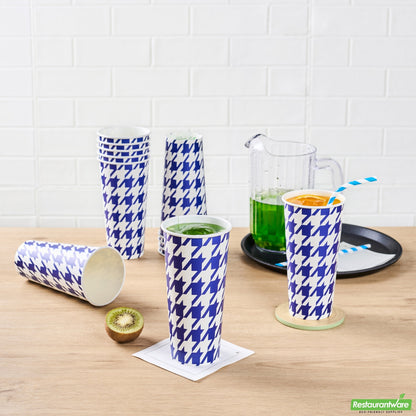 Wholesale Restaurantware RW Base 24 Oz Round White Paper Cold Cup - 3 1/2 X 3 1/2 X 7 - 500 Count Box- Bulk