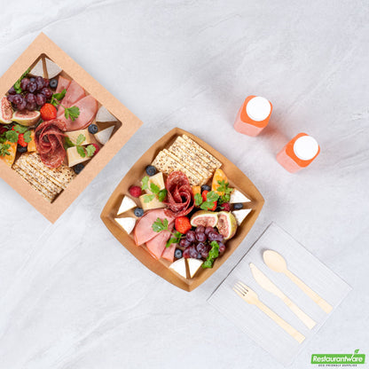 Wholesale Restaurantware Cater Tek Kraft Paper Insert - Fits Square Catering Box - 8" X 8'' X 1 1/2'' - 100 Count Box- Bulk