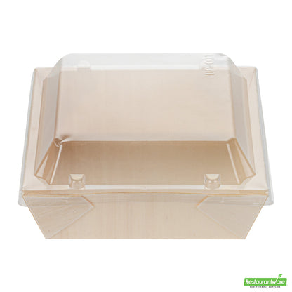 Wholesale Restaurantware Taipei Clear Plastic Lid - Fits Square Poplar Flare Container- Bulk