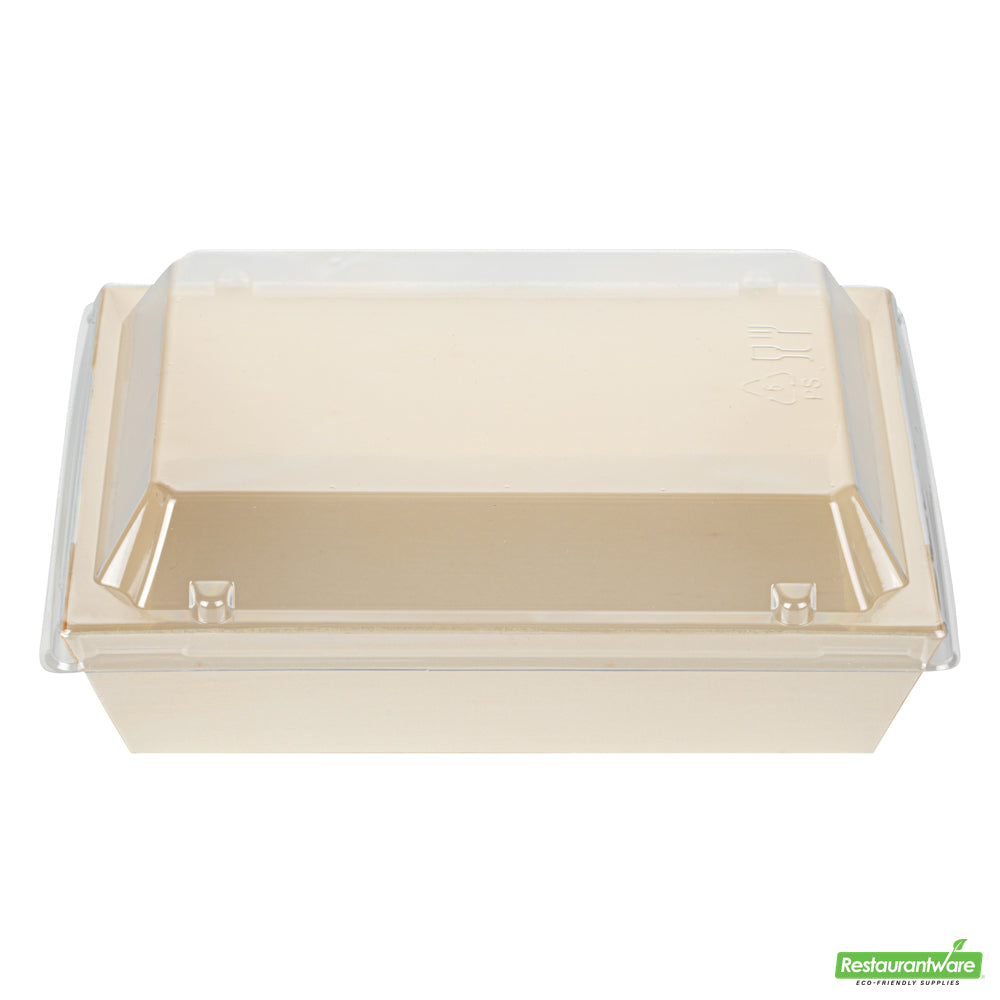 Wholesale Restaurantware Taipei Clear Plastic Lid - Fits Rectangle Poplar Short Flare Container- Bulk