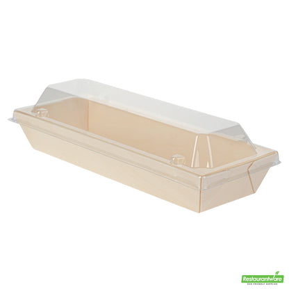 Wholesale Restaurantware Taipei Clear Plastic Lid - Fits Rectangle Poplar Long Flare Container- Bulk