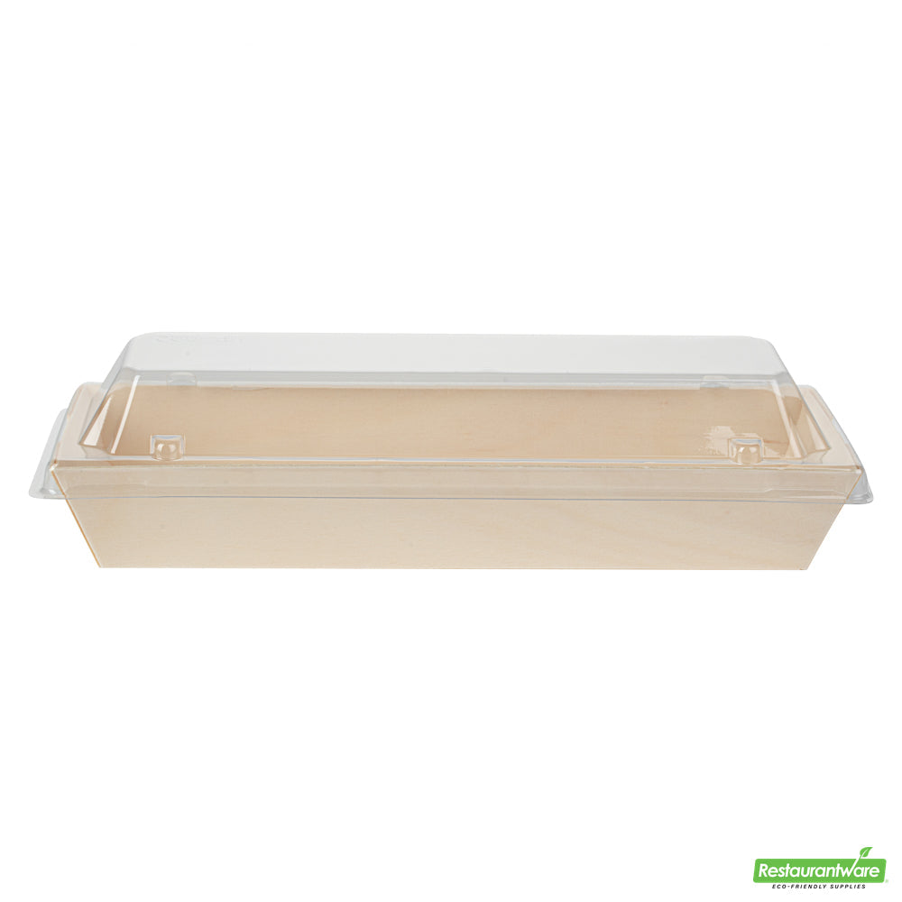 Wholesale Restaurantware Taipei Clear Plastic Lid - Fits Rectangle Poplar Long Flare Container- Bulk