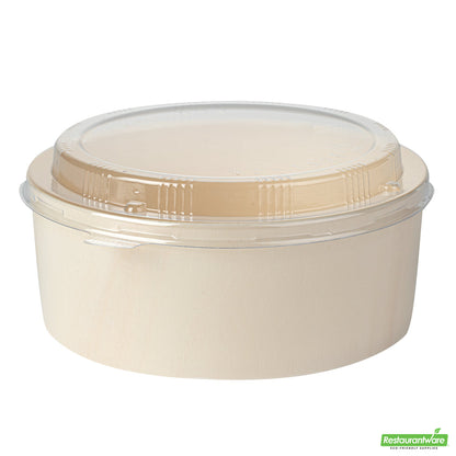 Wholesale Restaurantware Taipei Clear Plastic Lid - Fits Round Poplar Small and Deep Containers- Bulk