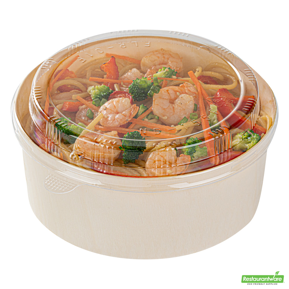 Wholesale Restaurantware Taipei Clear Plastic Lid - Fits Round Poplar Small and Deep Containers- Bulk